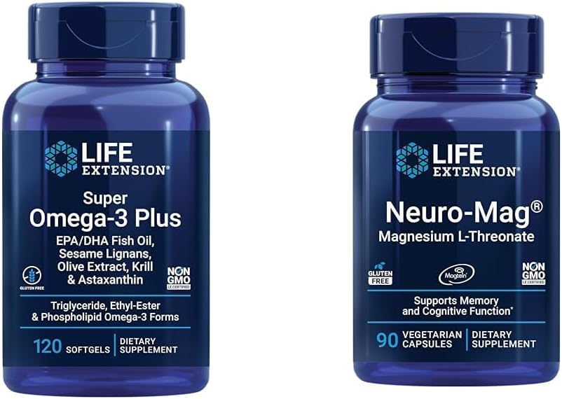Life Extension Super Omega-3 Plus EPA/DHA Fish Oil, Sesame Lignans & Neuro-mag Magnezyum L-threonate