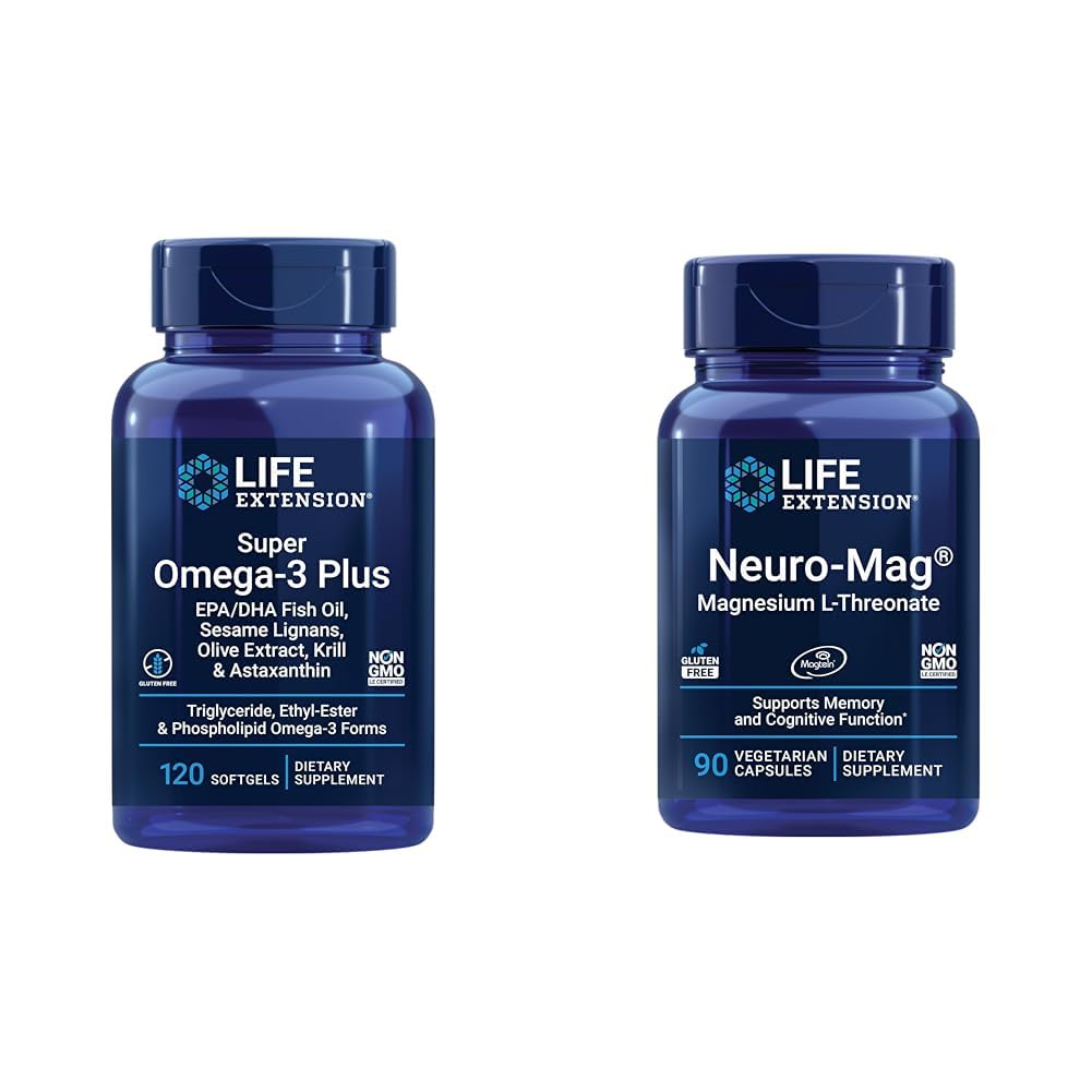 Life Extension Super Omega-3 Plus EPA/DHA Fish Oil, Sesame Lignans & Neuro-mag Magnezyum L-threonate