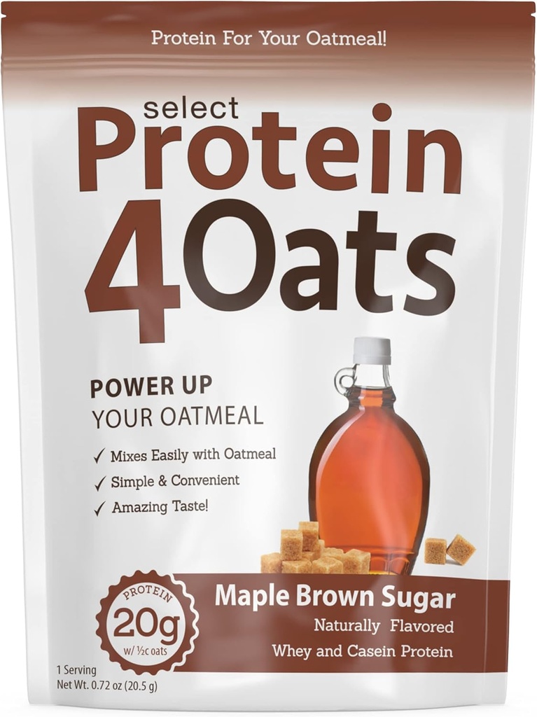 PE Science protein4Oats, Whey ve Casein ile Şaşırtıcı Tasting Protein Oatmeal yapmak için Toz, Gluten Free, Maple Brown Sugar, 12 Hizmet