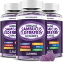Yaşlı Gummies Immune Support, Çocuklar ve Yetişkinler için Günlük Destek*, Sambucus Elderberry, çinko, C, D3, B6, B12, Plus - Diyet Tamam - 210 Count