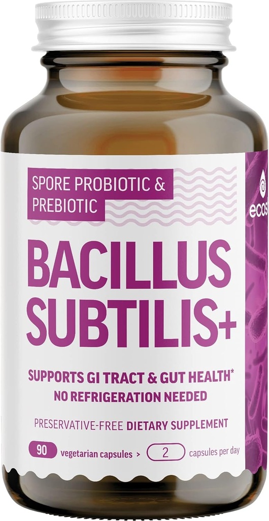 Bacillus Subtilis Spore Based Probiotic — High Potency Strain with Prebiotic for Balanced Belly 
