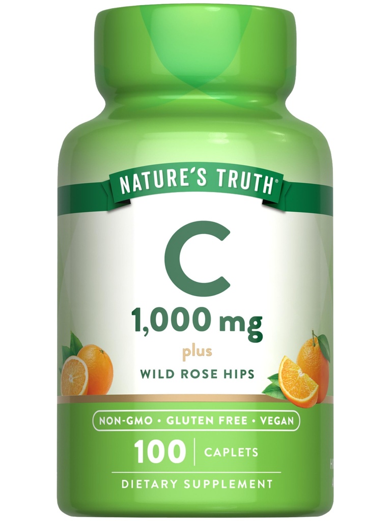Nature's Truth C 1000 mg with Rose Hips | 110 Caplets | Vegan, Non-GMO, & Gluten Free Supplement