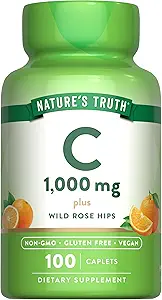 Nature's Truth Vitamin C 1000 mg with Rose Hips | 110 Caplets | Vegan, Non-GMO, & Gluten Free Supplement
