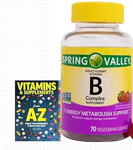 Spring Valley Vitamin B Kompleksi Ek Yetişkin Vejetaryen Gummies, 70 Kont+Better Rehber Vitaminleri Tamamlar