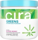 Cira Daily Greens - Doğal olarak Tatlılanmış, Organik Spirulina Superfood Toz, Premium, Antioksit, Digestion, & Energy - Karma Berry, 30 Hizmet