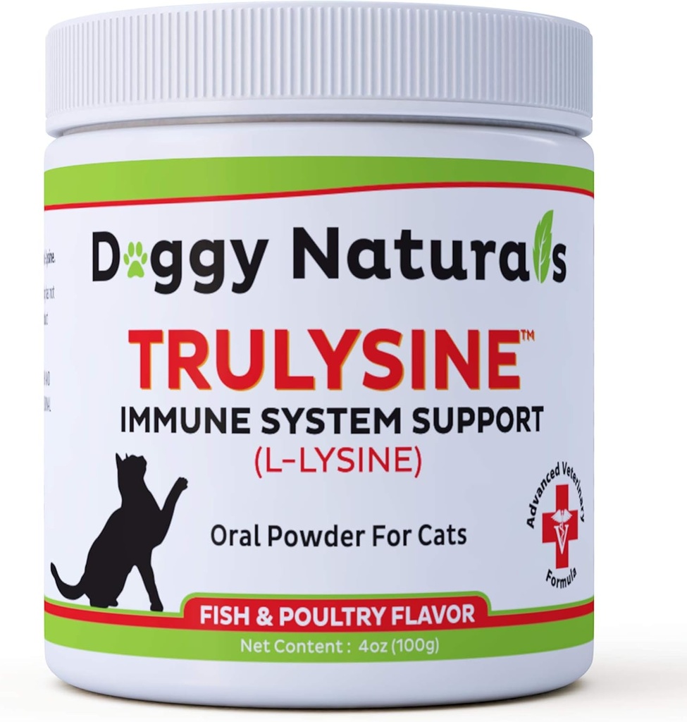 Cats Immune Support Oral Toz 4oz/100g - Tüm Yaşların Kediler & Kittens, Runny Nose Squinting, Watery Eyes - Fish & Poultry Flavor (U.S.A)(100 Grams ( 500 mg / Scoop)