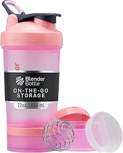 BlenderBottle Shaker Şişe Pill Organizer ve Protein Toz için Depolama, Classic V2 ProStak System, 22-Ounce, Pink