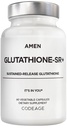 Amen Glutathione-SR+ Advanced Sustained-Release Supplement - 2-Month Supply - Reduced L-Glutathione - Galactomannans Fenugreek Seed - Time-Reduced Matrix - Non-GMO - 60 Capsules