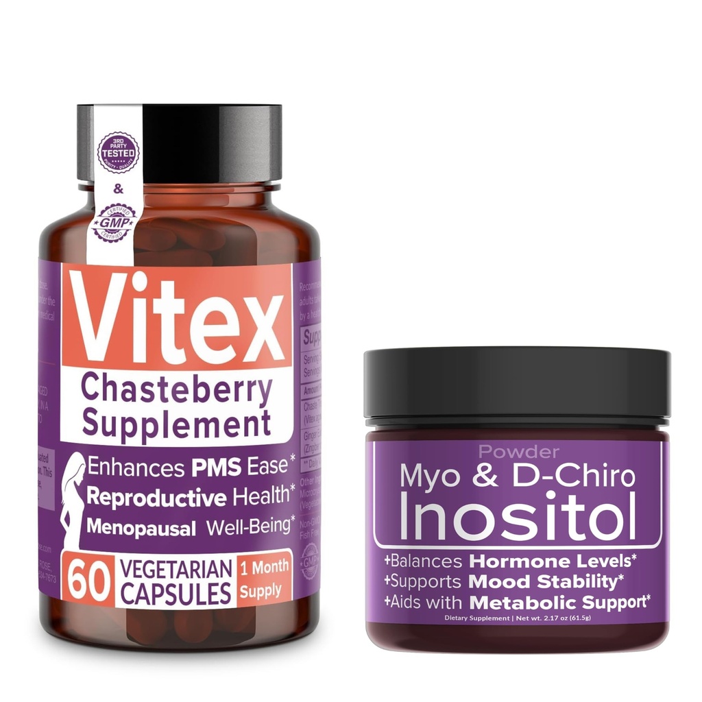 Intimate Rose Hormonal Balance & Reproductive Wellness Sche – Vitex Chasteberry Supplement + Myo & D-Chiro Inositol Toz for P & Menstrual Support