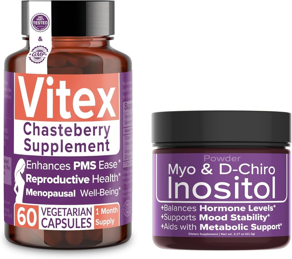 Intimate Rose Hormonal Balance & Reproductive Wellness Sche – Vitex Chasteberry Supplement + Myo & D-Chiro Inositol Toz for P & Menstrual Support