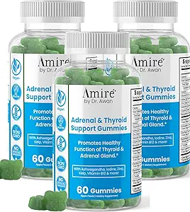 Dr. Awan Thyroid Support Gummies, Tiroid, Kelp, Selenium & Ashwagandha'nın Enerjiyi İyileştirmek için Sağlıklı Fonksiyonlar, Immunity, Metabolism, 180ct, 90day Supply