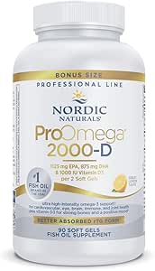 Nordic Naturals ProOmega 2000-D, Lemon Flavor - 90 Soft Gels - 2150 mg Omega-3 + 1000 IU D3 - Ultra High-Potency Fish Oil - EPA & DHA - Brain, Heart, & Immune Health - Non-GMO - 45 Servisler