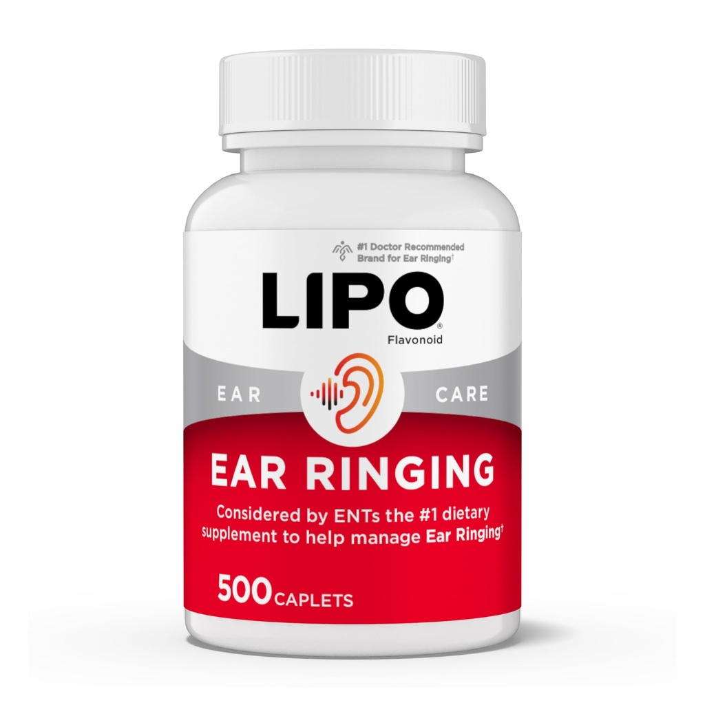 LIPO Ear Ringing Support Supplement - Lemon Bioflavonoid Complex with Vitamins C, B1, B2, B6, B12, & Calcium - Inner Ear Health & Circulation Support for Ringing Ears - 500 Caplets