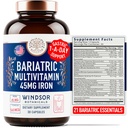 Demir ile Bariatrik Multivitamin - 45 mg Demir Kolay Swallow, Kadınlar ve Erkekler için Bir Gün Bariatrik Vitaminler - Gaztrik Kol Kurtarma Vitaminleri - 30 Caps