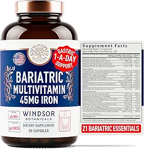 Demir ile Bariatrik Multivitamin - 45 mg Demir Kolay Swallow, Kadınlar ve Erkekler için Bir Gün Bariatrik Vitaminler - Gaztrik Kol Kurtarma Vitaminleri - 30 Caps