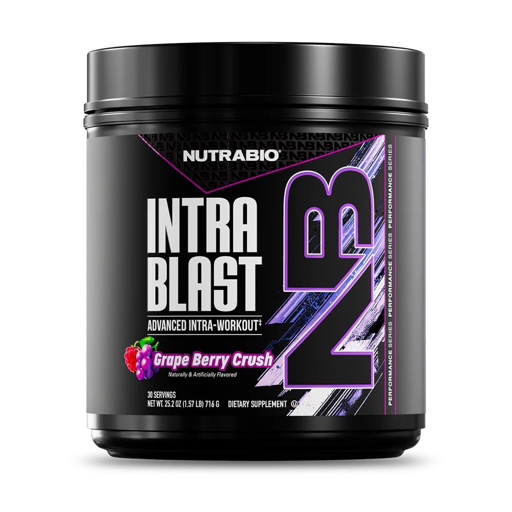 NutraBio Intra Blast Bcaa Tozlu Asit Supplement, Electrolyte & Hydration Blend, Intra, Pre Workout & Muscle Recovery, 20g Eaas Acids Toz, 5g Glutamine- Grape Berry Crush, 30 Hizmet
