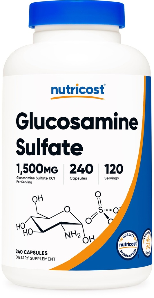 Nutricost Glucosamine Sulfate 1500 mg, 240 Capsules - 750 mg Per Capsule, Gluten Free, Non-GMO