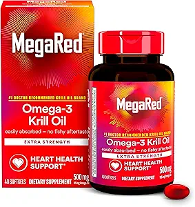 MegaRed Omega-3 Krill Oil 500 mg Ekstra Kuvvetli softgels (40 Bir Kutuda Kont) - Krill Oil No Fishy Aftertaste