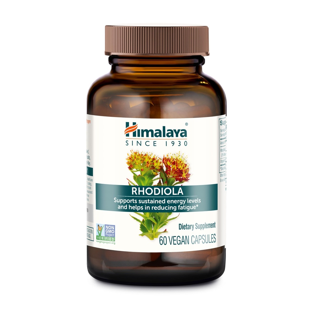Himalaya Rhodiola Rosea - Βότανο Συμπληρώματα Ενέργειας για την υποστήριξη της ανακούφισης από το στρες, την ενέργεια και την άσκηση αντοχή - Vegan, Gluten Free, 250 mg, 60 κάψουλες