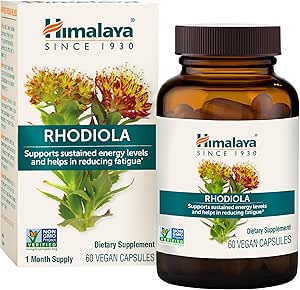 Himalaya Rhodiola Rosea - Stres Yardımı, Enerji ve Egzersiz Endurance - Vegan, Gluten Free, 250 mg, 60 Capsules
