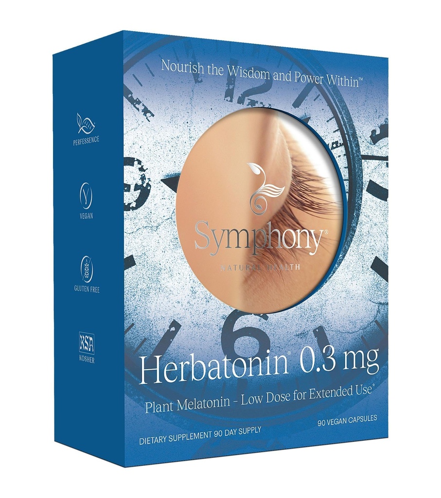 Herbatonin® 0.3 mg - İlk Plant-Based, Natural Melatonin Supplement (Phyto-Melatonin) - Low Dose Sleep Aid, Supports Circadian Rhythm & Cellular Health - 90 Capsules (90 Day Supply)