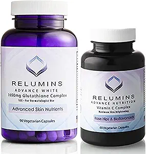 Gelişmiş Beyaz Setleri - 1650 mg Glutathione Kompleksi (90 Capsules) ve Rose HIPS ve Bioflavonoids (60 Capsules) ile Gelişmiş Vitamin C (90 Capsules)