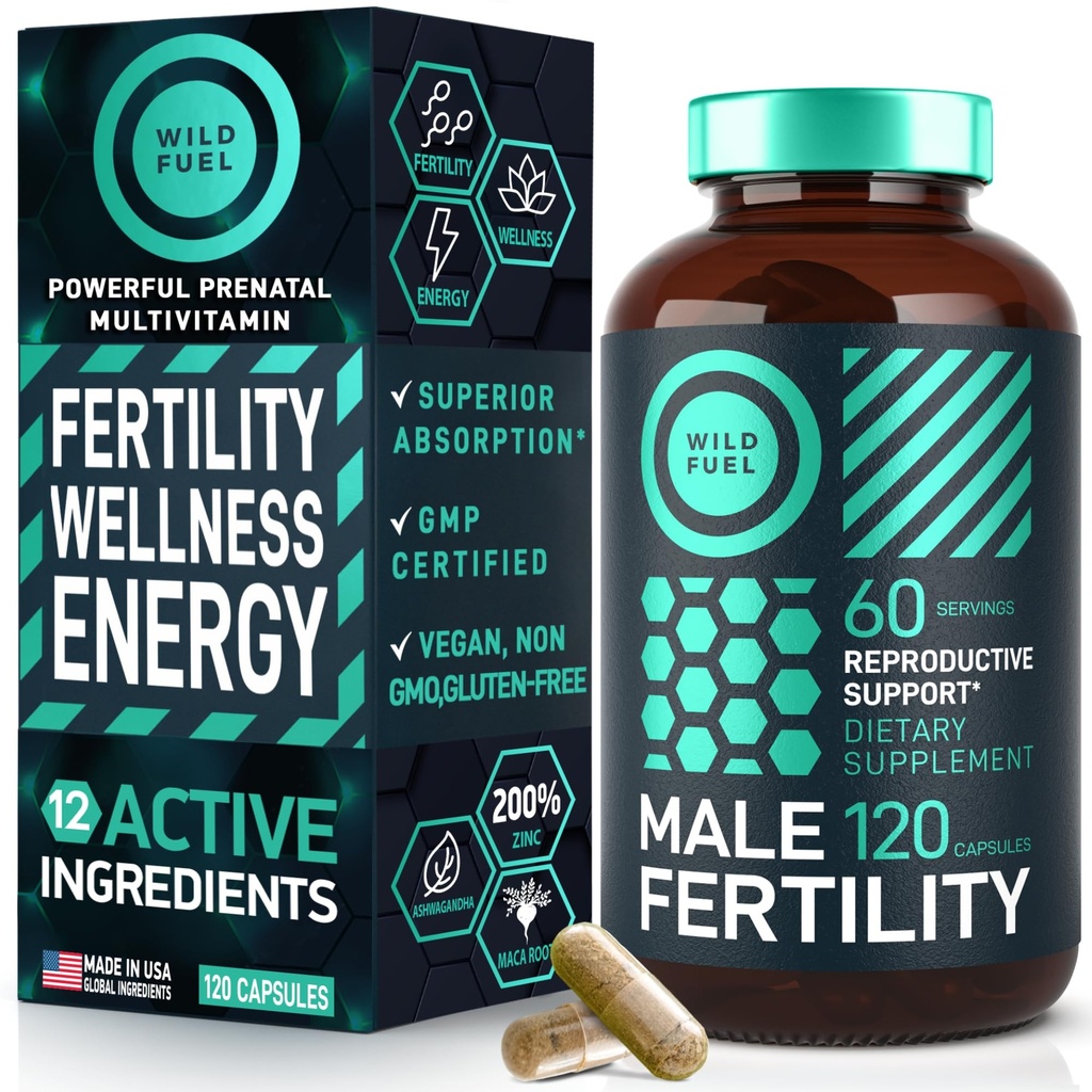 Erkekler Prenatal Vitaminleri için Ferttitude Supplements - Maca Root, Ashwagandha, çinko, Plus Naturals - O Erkekler için Kavram Vitaminleri ve Erkek Fertility Support Supplements - 2 Ay için 120 Caps