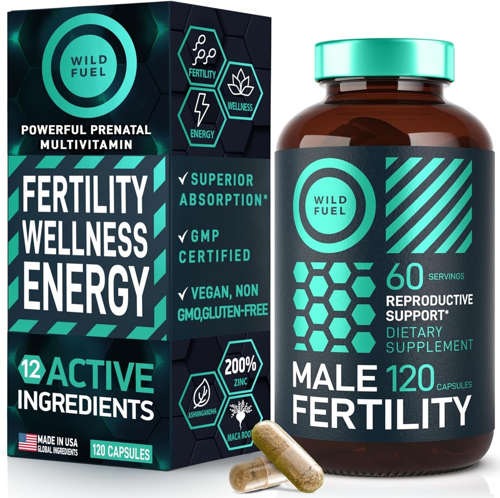 Erkekler Prenatal Vitaminleri için Ferttitude Supplements - Maca Root, Ashwagandha, çinko, Plus Naturals - O Erkekler için Kavram Vitaminleri ve Erkek Fertility Support Supplements - 2 Ay için 120 Caps
