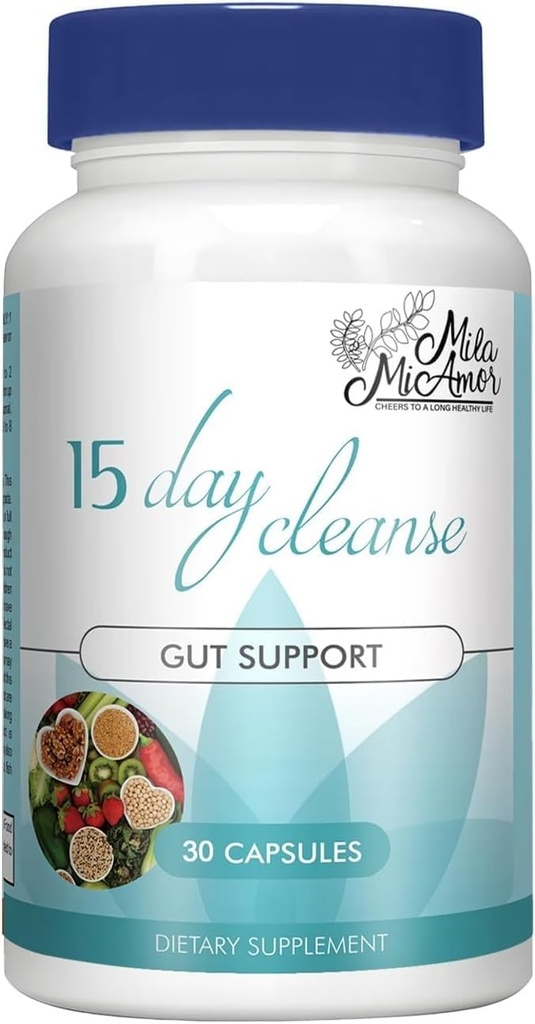 Mila Miamor 15 Gün Temiz - Gut ve Kolon Desteği - Senna ile Kadınlar ve Erkekler için Gelişmiş Gut Cleanse Detox, Cascara Sagrada & Psyllium Husk - Non-GMO - Made in USA - 30 Capsules