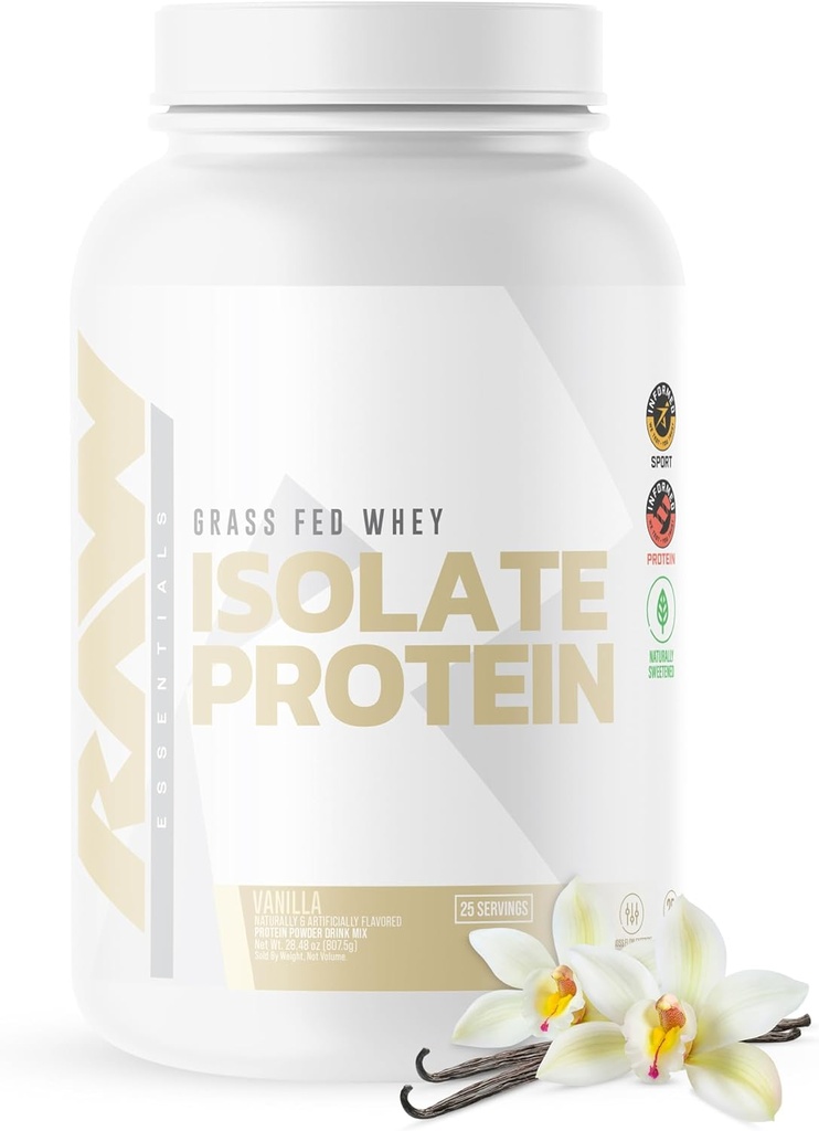 RAW Whey Isolate protein Toz, Vanilla (CBUM Itholate) - 100 Grass-Fed Sports Nutrition Toz for Muscle growth & Recovery - Low-Fat, Low Carb, Doğal Flavored - 25 Hizmet