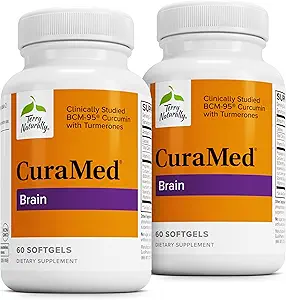 Terry Natural CuraMed Brain - Diyeter Supplement to Support Clarity & Focus - Brain Health Supplement with Curcumin & Turmeric Oil to Aid Concentration - 60 Softgels (2 Pack)