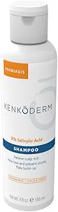 Kenkoderm Psoriasis Shampoo - 3 Percent Salicylic Acid Formula, Anti-Dandruff Cleanser for Itchy or Dry Hair & Scalp, Color & Fragrance Free, 4 Fluid Ounce