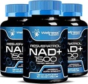 WELLNESS LABSRX NAD Supplement, 1500 mg - Liposomal NAD+ Resveratrol, NAD Plus Boosting - Destek Hücreleri Sağlık ve Sağlıklı Ağlama - Ultra Güçlü Kapsüller, ABD Made - 3 Pack