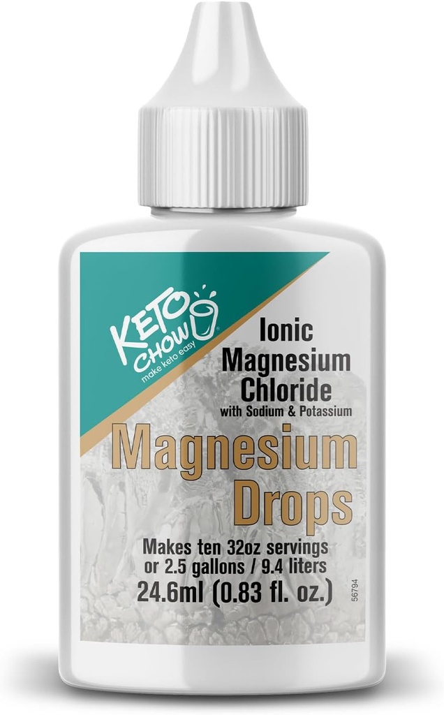 Keto Chow Ionic Magnezyum Chloride Supplement Drops | Magnezyum, Eletrolytes & Trace Minerals The Body Needs | Sourced from Utah's Great Salt Lake | On The Go Container | 24 ml Pocket Flask