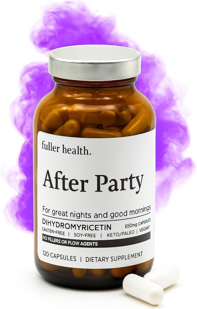Fuller Health After Party DHM Dihidrmyricetin Supplement | Destekler Liver, Metabolism, Enerji Seviyeleri, Post-Celebrasyon Yardımı | Feel Reed, 650 mg Per Pill | 1 Şişe, 24 Hizmet