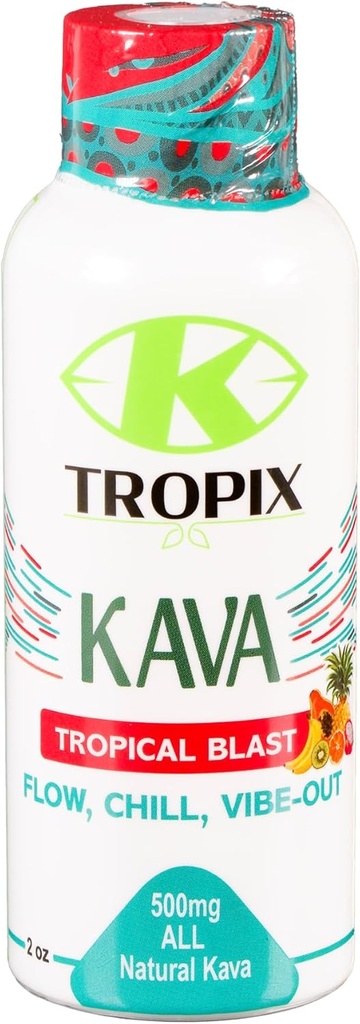 K-Tropix Kava Shot Tropical Blast - 500mg Wellness Shots to Promotion Relaxation and Reduce Worry - Kava Drink - Ανησυχία, ένταση, Strain Relief Συμπλήρωμα - 1 συσκευασία