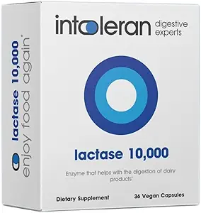 Toleran Lactase 10.000 Digestive Enzymes - 36 Capsules | Tamam for Lactose intolerance | Lactase Enzyme That Helps Digest Dairy & Lactose | High Dosed & Fast Acting | Pure & Vegan | Low FSUN