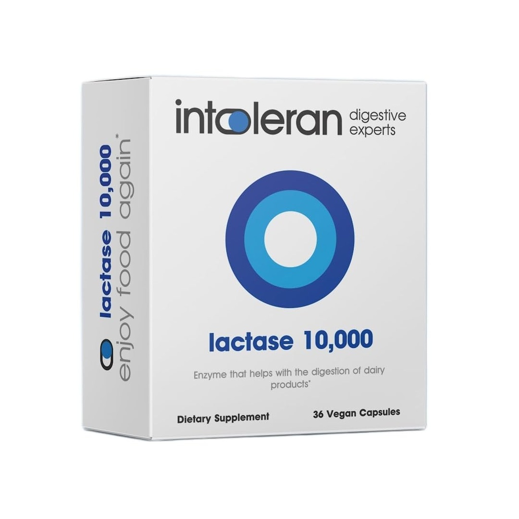 Toleran Lactase 10.000 Digestive Enzymes - 36 Capsules | Tamam for Lactose intolerance | Lactase Enzyme That Helps Digest Dairy & Lactose | High Dosed & Fast Acting | Pure & Vegan | Low FSUN