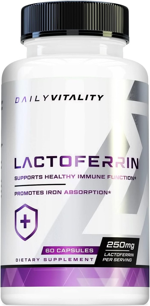 Lactoferrin 250 mg Capsules - Glycoprotein Rich Colostrum Supplement for Immune Iron Abors Support and Digestive Health - 60 Servisler Yüksek hacimli Pills Günlük Colostrum Derived Pills