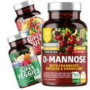 Number One Nutrition N1N Premium D-Mannose with Cranberry & Hibiscus [1350 mg], 120 Capsules, Super Fruits & Veggies Whole Food Supplement, 180 Capsules, 2 Pack