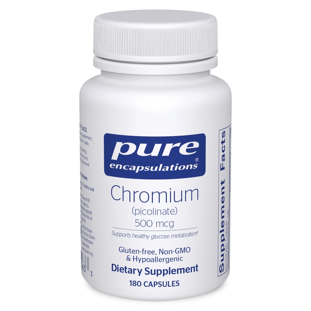 Pure Encapsulations Chromium (Picolinate) 500 mcg - For Lipid & Carbohidrat Metabolism* - Mineral Tamam - Superior Abxia Chromium Supplement - Vegan & Gluten Free - 180 Capsules