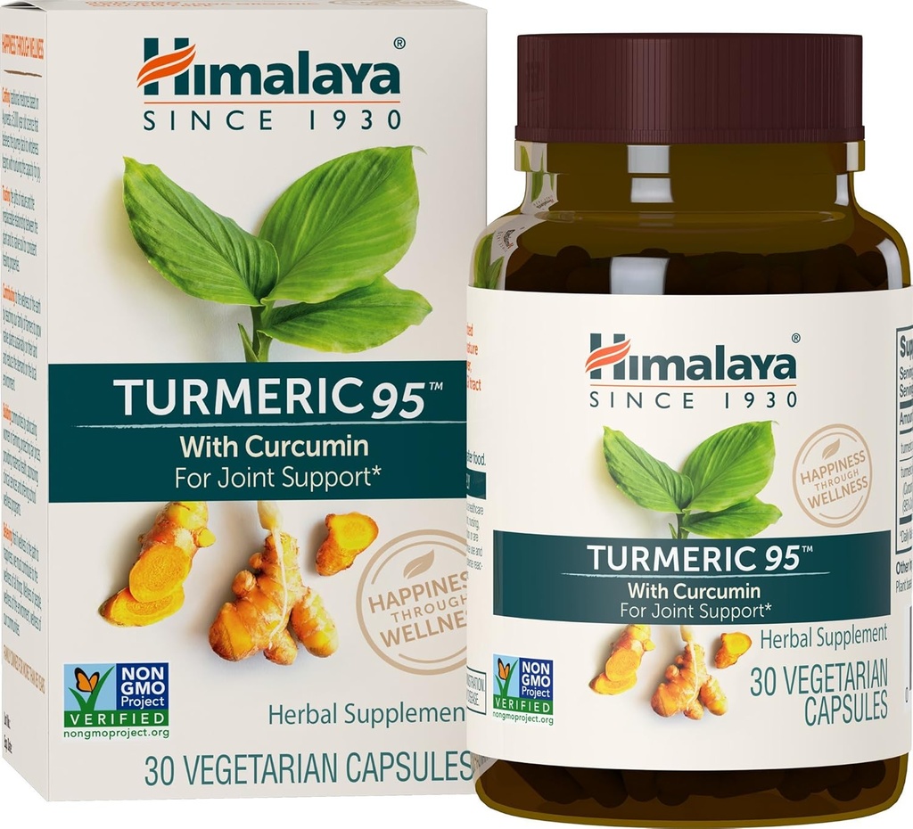 Himalaya Turmeric 95 - Turmeric Curcumin ile Ortak Destek ve Hareketlilik,% 95 Curcuminoids - Vegan, Non-GMO, Gluten Free, 600 mg, 30 Capsules