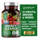 N1N Premium Kidney Cleanse [21 Potent Herbs] Urinary Tract & Bladder Control, Natural Kidney Cranberry Extract, Astragalus ve Uva Ursi Leaf, 60 Veg Caps