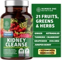 N1N Premium Kidney Cleanse [21 Potent Herbs] Urinary Tract & Bladder Control, Natural Kidney Cranberry Extract, Astragalus ve Uva Ursi Leaf, 60 Veg Caps
