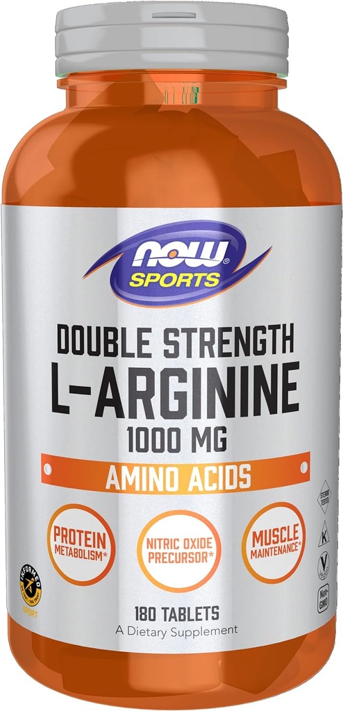 Şimdi Gıdalar Spor Beslenme, L-Arginine Double Strength 1000 mg, Nitrik Çimento Precursor, Amino Asits, 180 Tablet