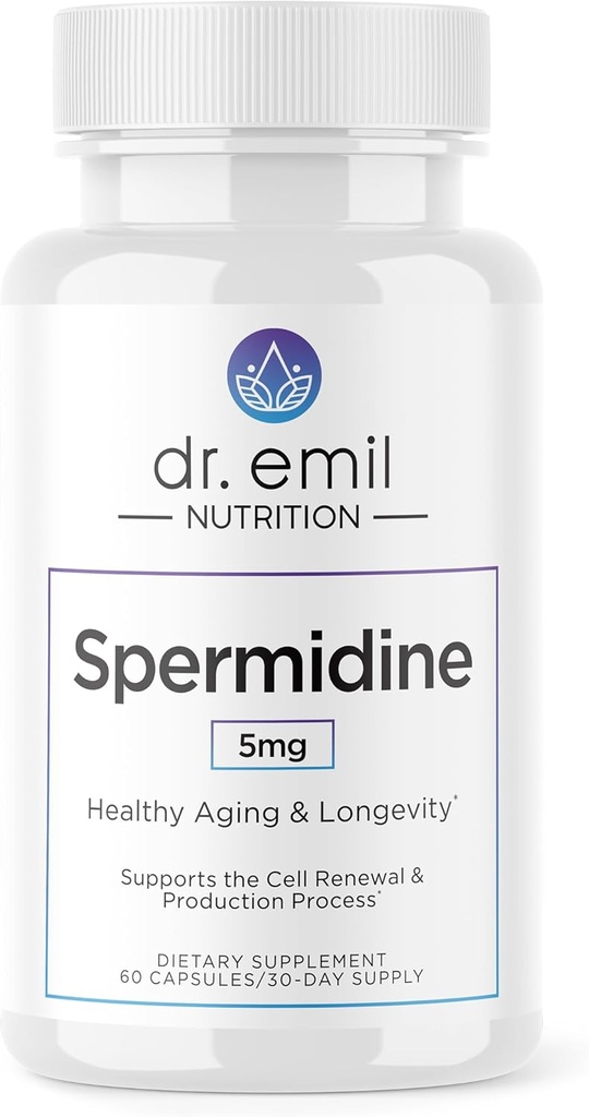 DR. EMIL NUTRITION Men & Women Yavruidine 5 mg Supplements | Aging Supplement | Pure Spermidine 3HCL & Thiamin 20 mg | 60 Capsules | 30 Day Supply