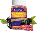 Elderberry Gummies, Elderberry Extract 300mg, C ve çinko ile Strawberry Flavor Gummies, Non-GMOs, Gluten Free, Vegan-Friendly, Immune Support, 60 Count