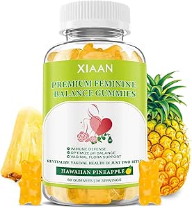 Premium Feminine Balance Gummies για την ανοσοποιητική υγεία των γυναικών, Χαβάης Ανανάς Gummies Υποστήριξη PH Ισορροπία & Κολπική υγεία, Vegan, χωρίς γλουτένη, 60 Gummies
