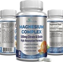 Yüksek Aborpsiyon Magnezyum Citrate Kompleksi 500 mg Magnezyum Citrate & Oksit – Calm Sleep, Muscle Cramp Relief, Muscle Recovery, Sağlıklı Dişler ve Bones, Non-GMO – 60 Sebze Kapsülleri