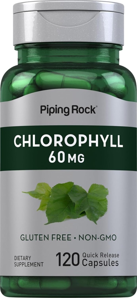 Piping Rock Chlorophyll Capsules | 60 mg | 120 Pills | Kadınlar ve Erkekler için Tamam | Mulberry Leaf | Non-GMO, Gluten Free